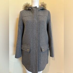 J Crew Wool Jacket Grey zip up hooded size 4